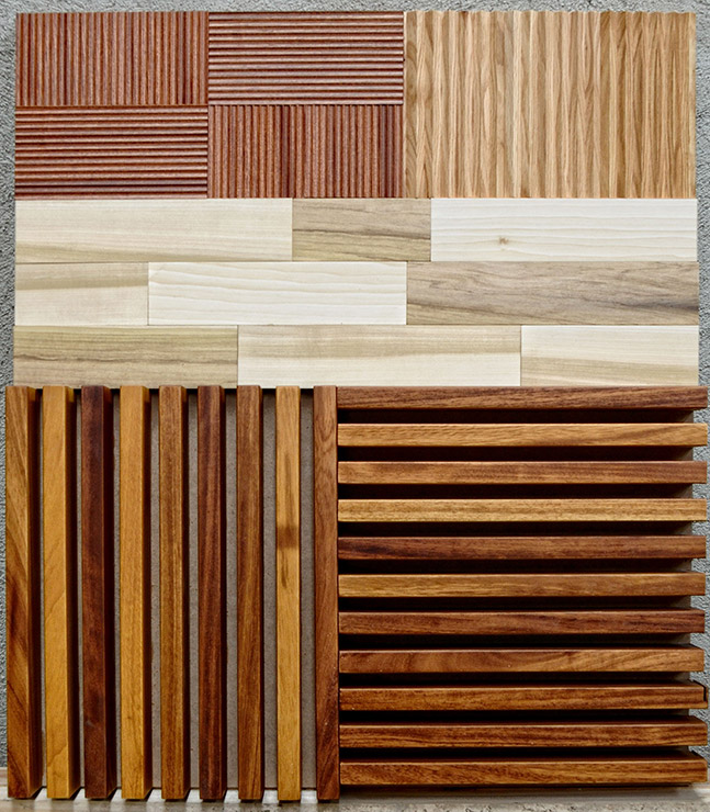 Revestimiento de madera para insonorizar paredes. Varios colores